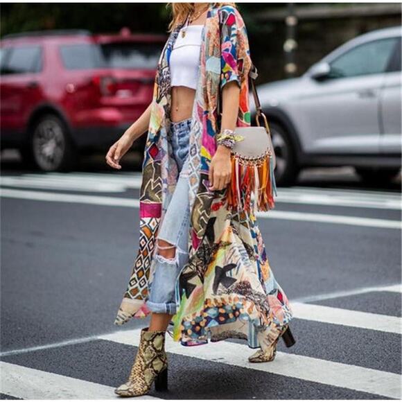 Kimono duster coverup Swahili Majivuno hayafai, “greed is never useful” tribal - Picture 2 of 10